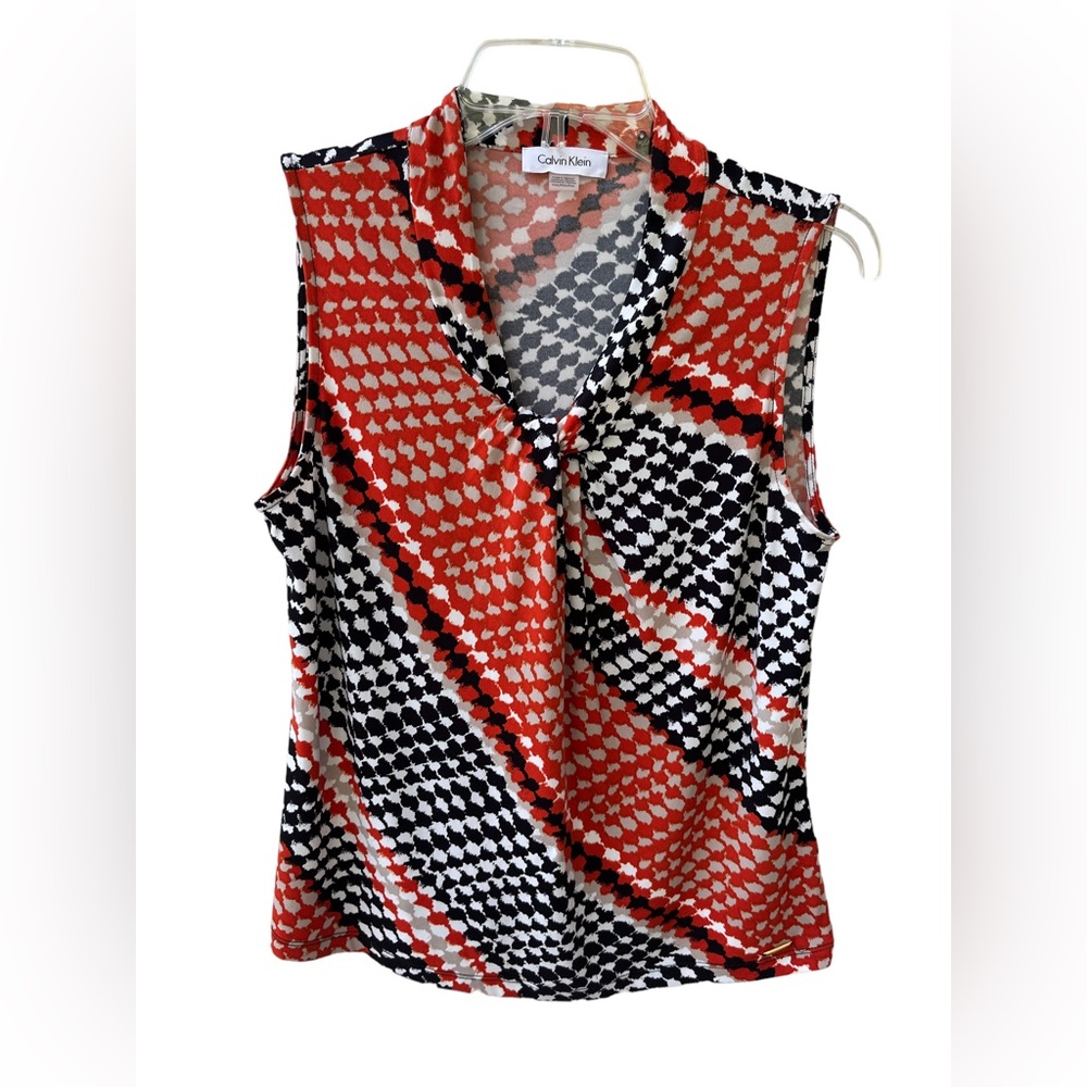Calvin Klein Sleeveless Blouse Shell Top Women’s Petite Medium Career Orange